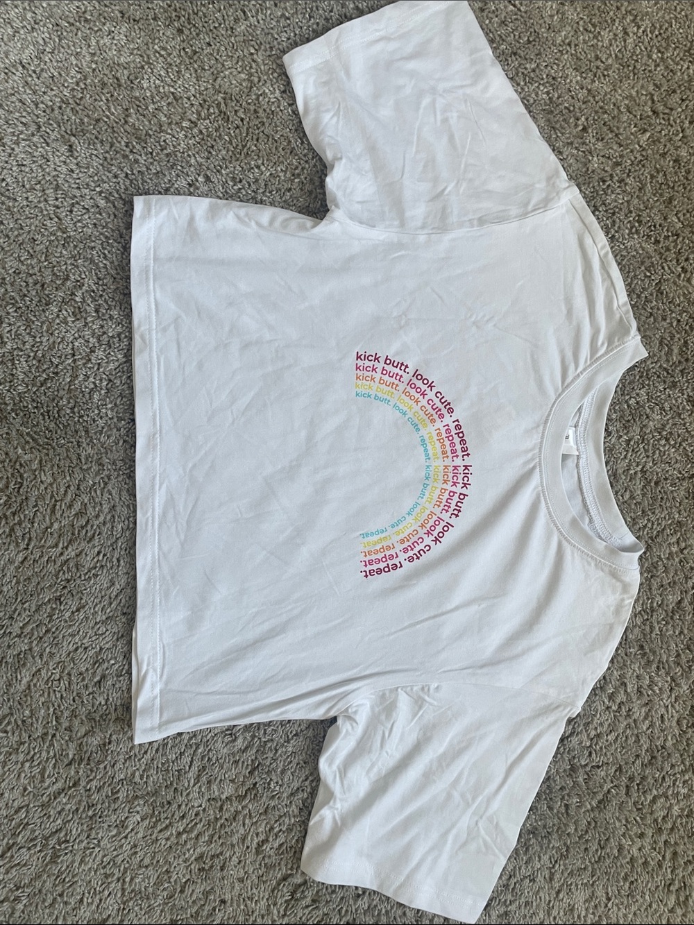 Fabletics White Graphic cropped tee Rainbow shirt